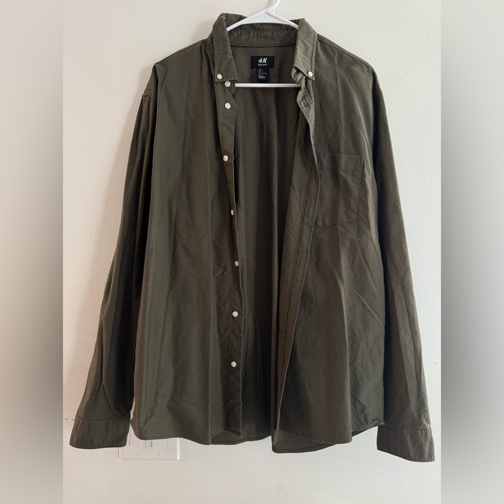H&M Olive Green Button-Up Shirt
